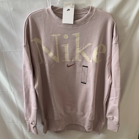 NIKE SPORTSWEAR Phoenix Fleece Lined Crew Neck Sweater in Violet Mauve Sz LARGE - Picture 1 of 5